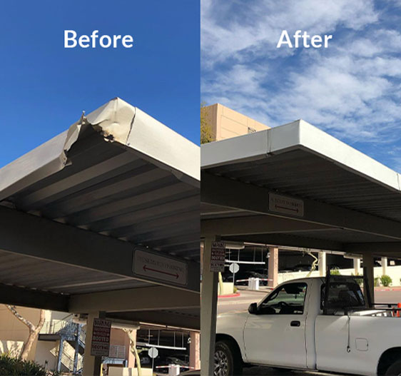 Before And After Parking Lot Rooftop Repair In Apache Junction