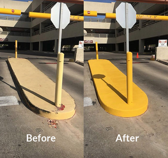 Before And After Parking Lot Sidewalk Painting In Apache Junction