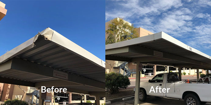 Before And After Parking Lot Rooftop Fix